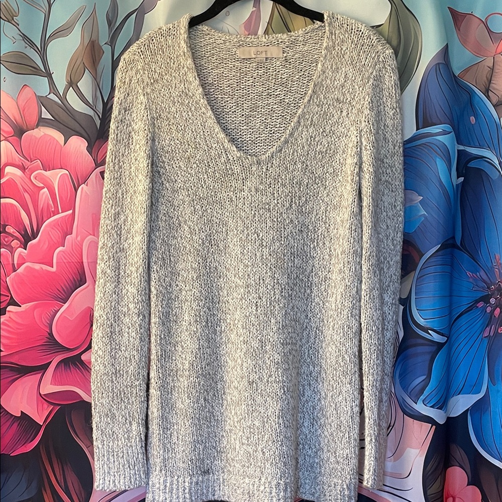 LOFT Women's V-Neck Sweater in Beige